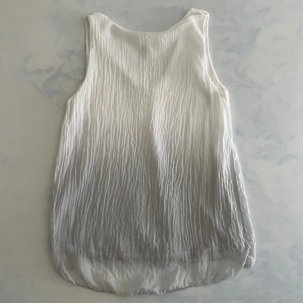 Giusy Silk Pleated V-Neck Ombre Sleeveless Tunic Blouse - Picture 2 of 8